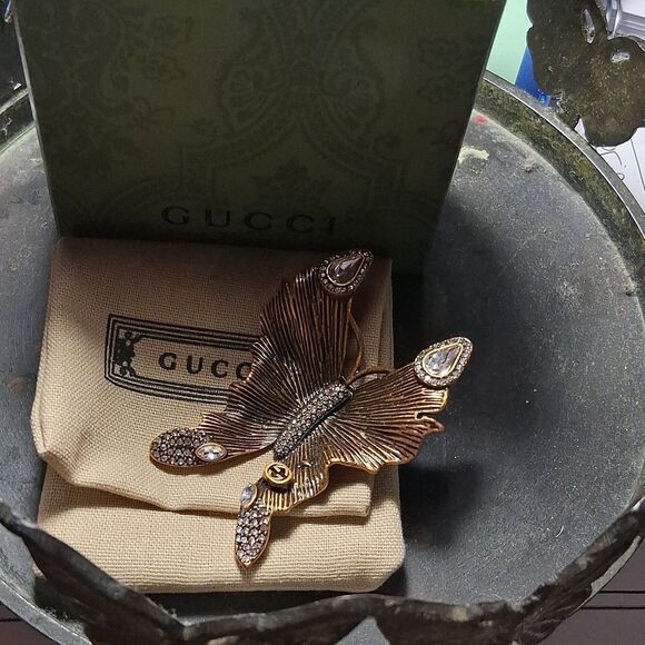 Gucci Gold and Silver Butterfly Brooch - Picture 10 of 14